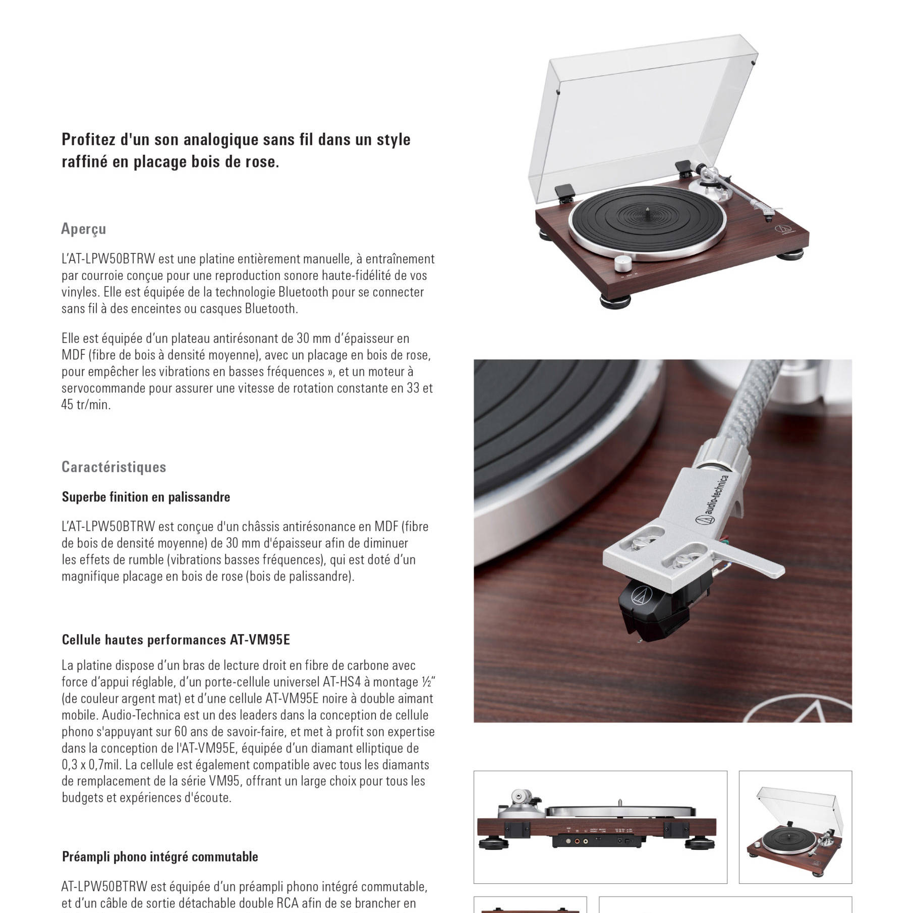 Platine vinyle DUAL - Bluetooth - Enceintes intégrées - Finition